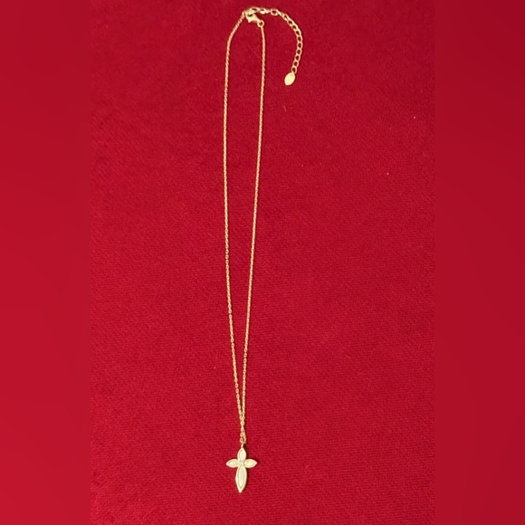 Necklace & cross pendant - 925 gold plated mother of pearl cross - 16-18”L - New - Picture 11 of 13